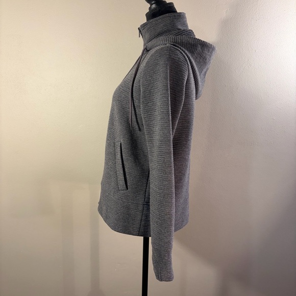 90 Degree by Reflex Gray Textured Funnel Neck Full-Zip Hoodie Thumbholes Size M - Picture 9 of 16